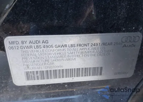 2013 Audi A4 2.0T Premium из США, поврежденный, VIN WAUFFAFL1DN010946